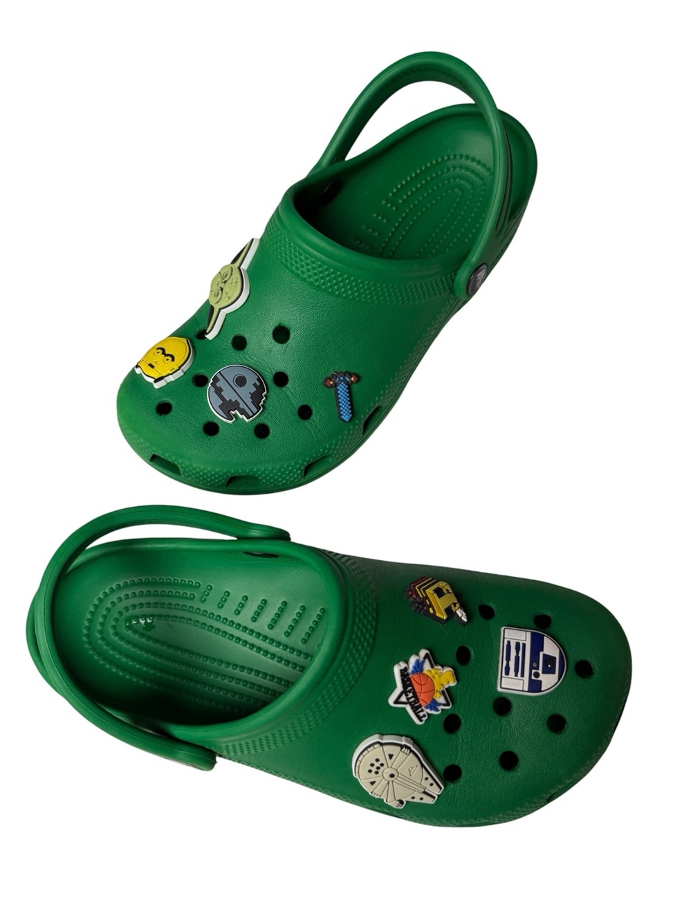 Crocs Shoes Junior Sz 6 Kids Classic Clogs Green Slip On Star Wars Jibbitz Charm
